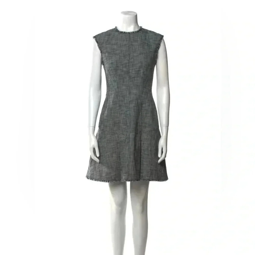 REBECCA TAYLOR Sleeveless Slub Suiting Dress in Grey Tweed / Size 6 /